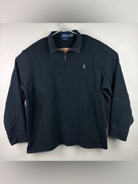 Polo Ralph Lauren Quarter Zip Sweater Estate Rib Black Men’s Extra Large